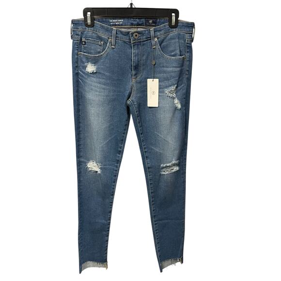 NWT Adriano Goldschmied Midi Ankle Mid Rise Legging Distressed Wash Denim 29 - Picture 1 of 9